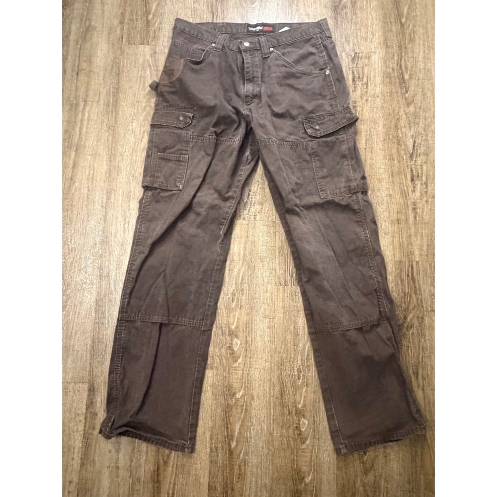 Wrangler Riggs Workwear Cargo Pants Brown Ripstop 35x34 3W060DB Utility Trousers